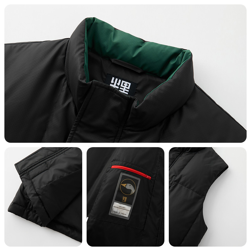 半墨大码男装羽绒马甲冬季新款宽松加肥加大PU皮保暖羽绒背心外套,淘宝优惠券,粉丝福利购,淘宝优惠卷