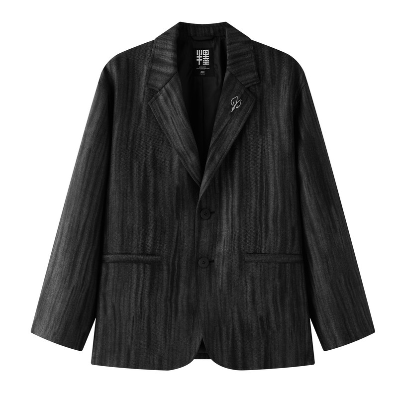 半墨大码男装休闲西服男士2025秋季新款胖子宽松提花刺绣西装潮流,淘宝优惠券,粉丝福利购,淘宝优惠卷