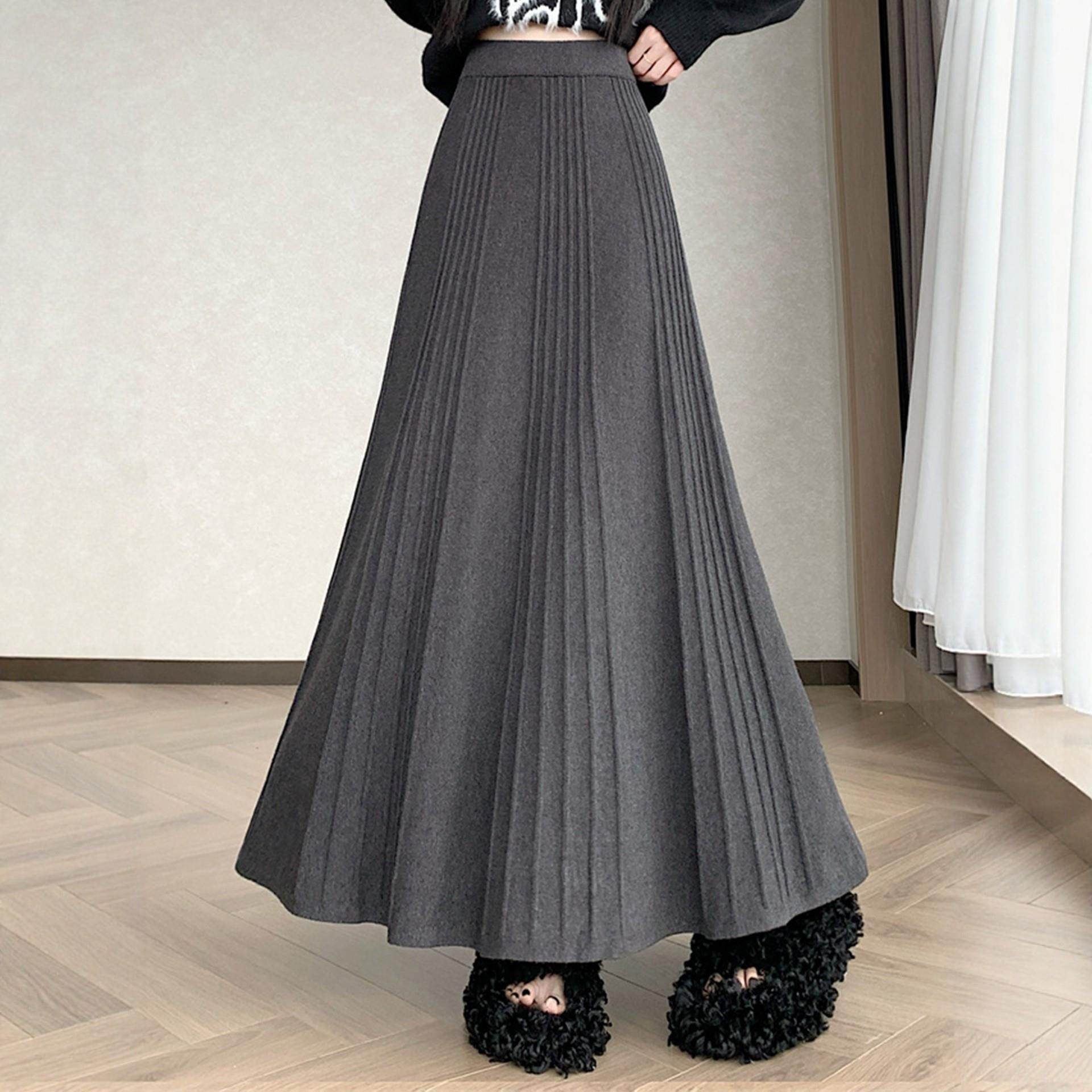 大码灰色针织半身长裙女秋冬巨好看的半裙胖mm高腰显瘦a字百褶裙,淘宝优惠券,粉丝福利购,淘宝优惠卷