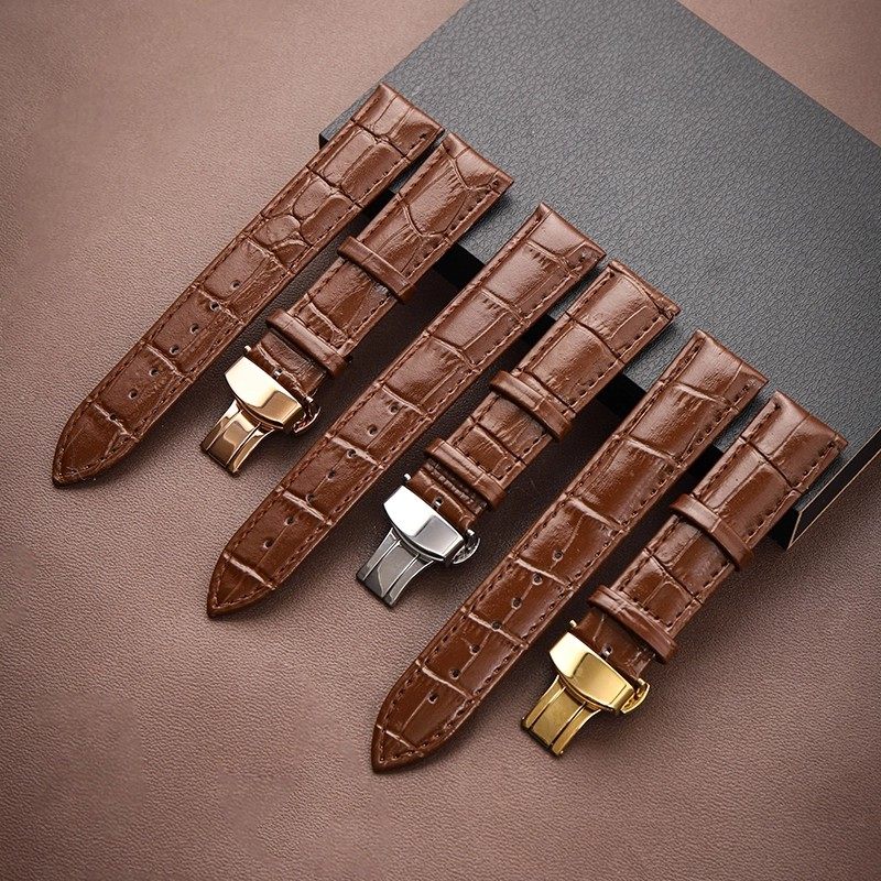 真皮适配表带头层柔软表链针扣蝴蝶牛皮手表带防水配件男女款通用,淘宝优惠券,粉丝福利购,淘宝优惠卷