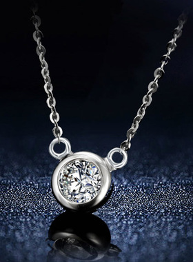 短款高碳钻吊坠玫瑰金色锁骨链