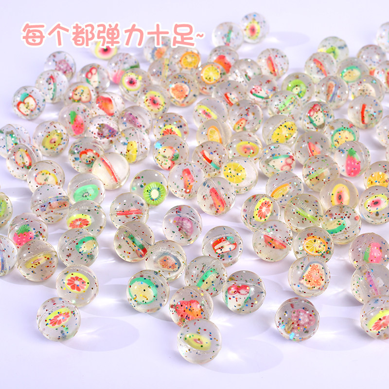 新款实心弹力球蔬菜水果纸卡球高透明高弹力可浮水透明跳跳球