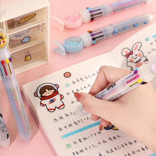 Милые блестки для ногтей, многоцветная шариковая ручка, обучающие цветные карандаши, канцтовары для школьников, десять цветов, подарок на день рождения