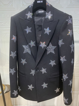 ROKKIHU ຢູໂຣບແລະອາເມລິກາ Balman star model Bieber Kanye star hot diamond slim fit one button suit jacket