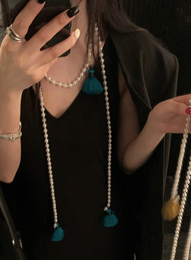 区区欧阳珍珠流苏项链长款腰链