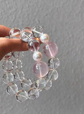 透明白水晶串珠手链女手串礼物