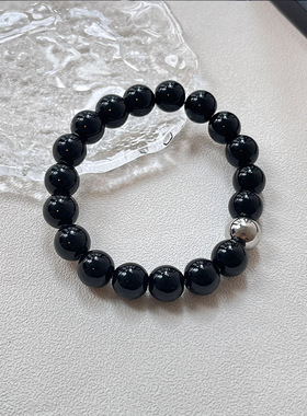 网红同款黑色串珠手链弹力绳手串