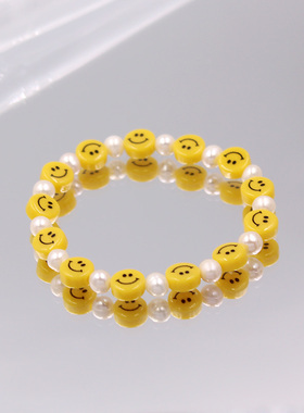 吾小历天然珍珠笑脸手链闺蜜手饰