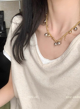 网红欧阳 6/27 20点【小众挂！萬搭定制款】设计感钢珠编织项链女