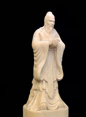 小叶黄杨木雕圣人孔子像家居书桌人物摆件教师礼物创意实木