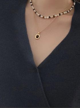 26度晚风复古虎眼石双层叠戴项链