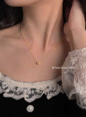 明天见ohh厚镀真金保色！微镶锆石气质甜美夏日新款小蛮腰项链感