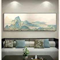 2025年新款千里江山图客厅装饰画挂画沙发背景画适合大白墙的壁画,淘宝优惠券,粉丝福利购,淘宝优惠卷