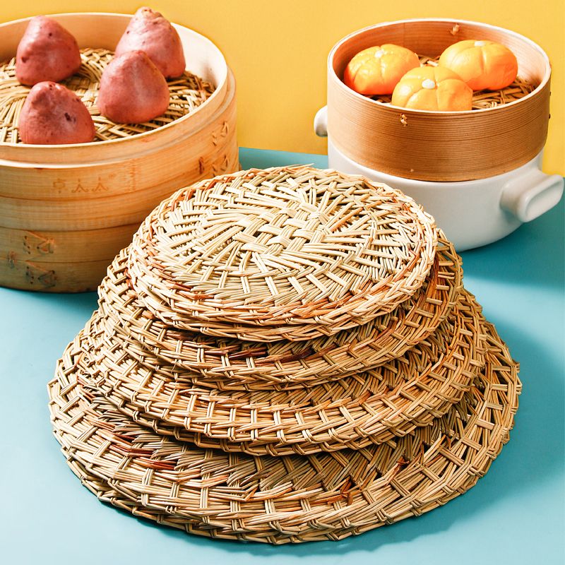 蒸小笼包的草垫子不粘圆形手编加密蒸笼垫草编蒸包子馒头馍蒸笼草,淘宝优惠券,粉丝福利购,淘宝优惠卷