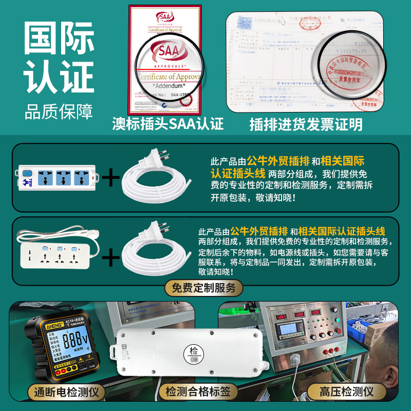 公牛国际通用插排澳洲转换插头澳标英标美标欧标排插圆孔多用插座 - 图2