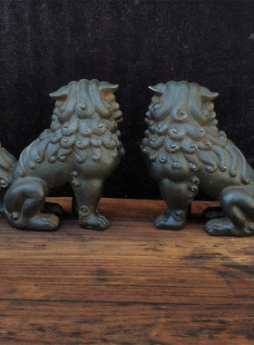 摆件书房客厅铸铁狮复古怀旧