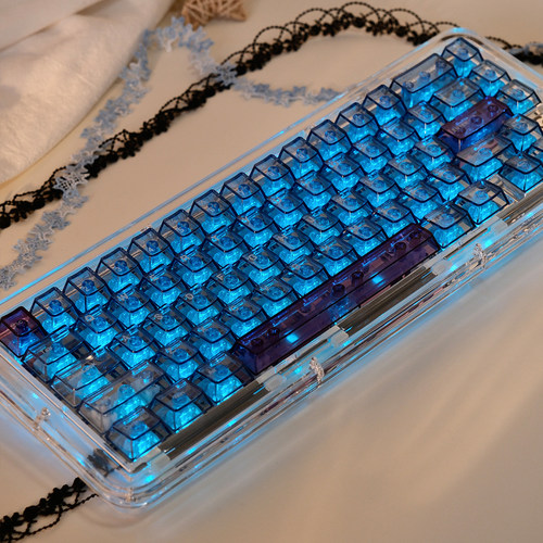 钻石蓝透明键帽156键PC材质移印原厂高度适配wooting机械键盘等 - 图3