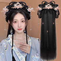 Hanfu Head Accessories Ancient Dress Wig Integrated Sloth Hair Stirrup Full Set Hair Style Hair Styled Hair Styled Cushion Hair Styling Pad Hair Styling Pad Hair Styling Pad Hair Styling Cushion Hair Bag Hair Styling Cushion Hair Style