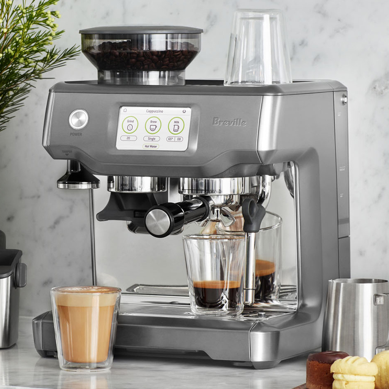 铂富Breville BES880意式半自动咖啡机中文触屏自动奶泡萃取磨豆 - 图1