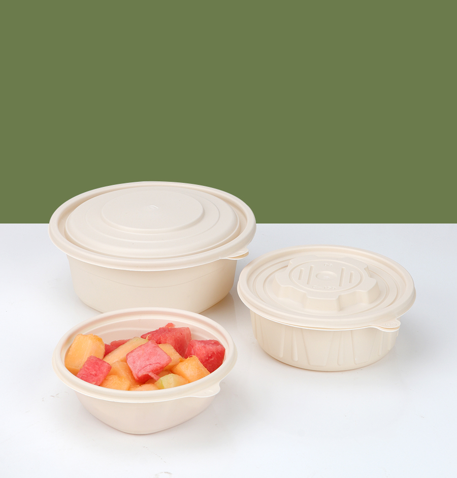 可降解玉米淀粉餐盒长方形一次性外卖打包盒子双格饭盒圆碗食品级