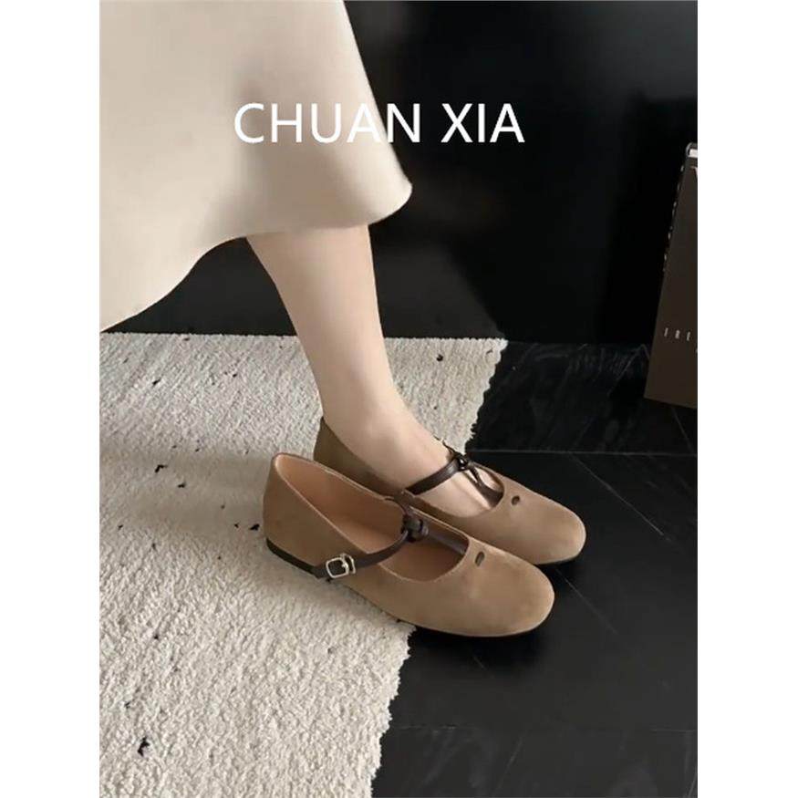 羊皮版~法式T字带浅口单鞋女真皮圆头平底玛丽珍鞋复古芭蕾风瓢鞋,淘宝优惠券,粉丝福利购,淘宝优惠卷