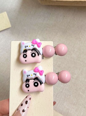 新款波点变装小新鸭嘴夹发夹可爱甜美少女心刘海边夹碎发夹卡通女