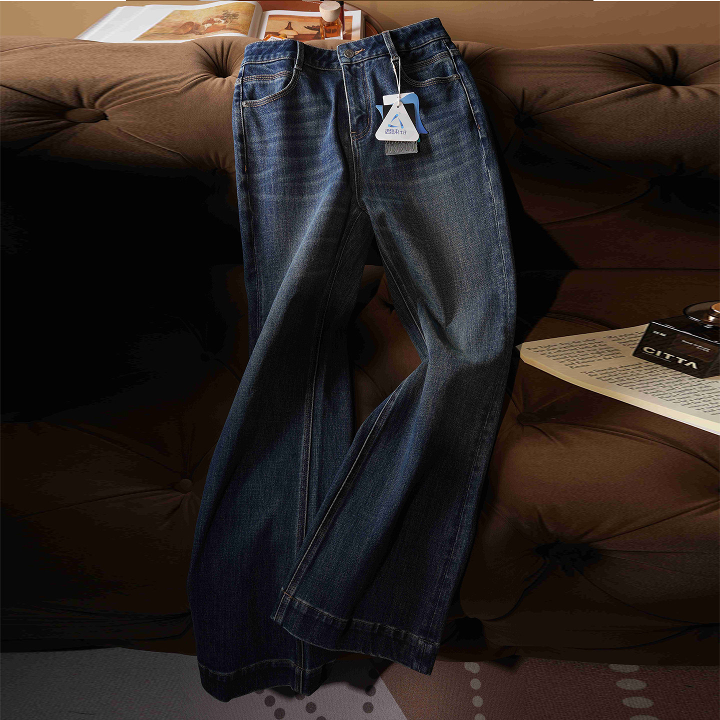 高腰微喇牛仔裤女冬加绒小个子显瘦梨形身材新疆棉环保洗水弹力裤,淘宝优惠券,粉丝福利购,淘宝优惠卷