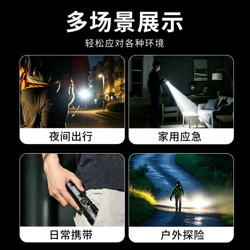 强光手电筒2026新款充电式户外家用耐用远射超亮便携式多功能led - 图3