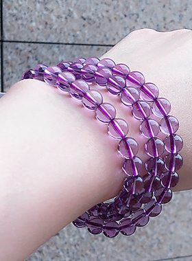 天然巴西紫水晶三圈手串送礼礼品