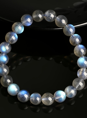 天然灰月光手串高货透体水晶手链