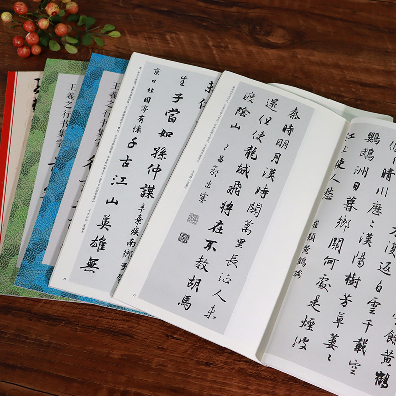 全5册王羲之行书集字合集唐诗宋词一百首+春联120+名言200+集字古文名篇行书毛笔书法字帖王羲之兰亭序圣教序集字古诗临摹教程-图3