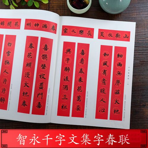 智永千字文集字春联 6大类120幅春节对联 原碑帖古帖楷书集字对联横幅 智永楷书毛笔软笔书法练字帖书籍 智永楷书千字文集字作品 - 图2