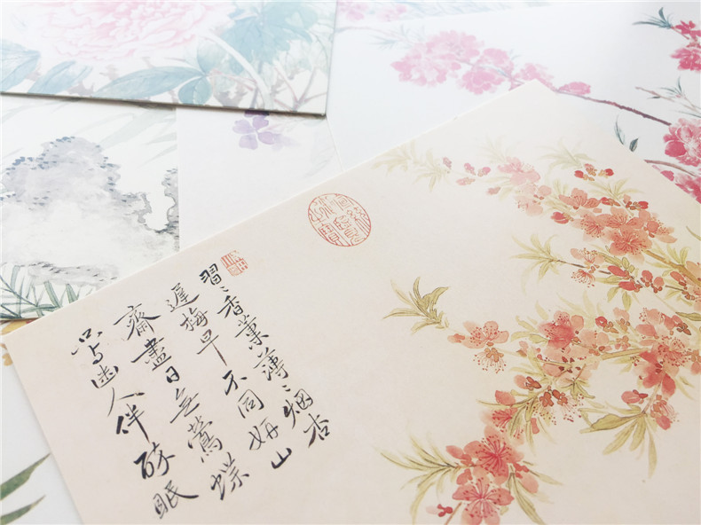 澹烟疏雨落花天 恽寿平花鸟花卉作品精选32张 册页画集创意明信片 生日贺卡片/中国画艺术文创古风明信片 - 图3