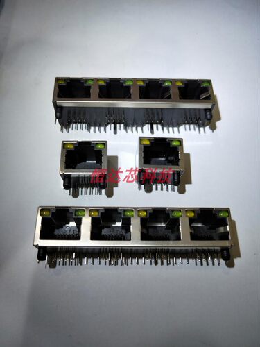 RJ45网络插座网口接口1位2P 3P 4P 5P 6P 8P8C双排带屏蔽灯铜壳59 - 图1