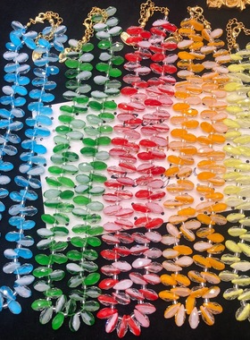 复古西洋彩色琉璃珠短款项链夏威