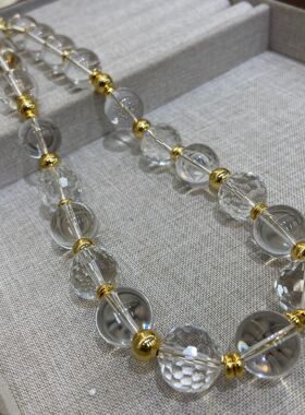 冰魄熔金16M大颗粒天然水晶项链