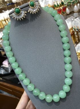 东陵玉满绿项链冰种豆绿手链女士
