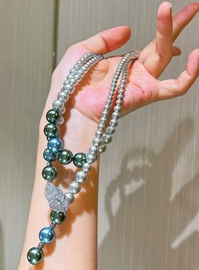 秋冬高品质高光铂金灰混彩长款施