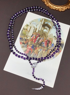 新款紫水晶钻圈毛衣链蛇头设计铜