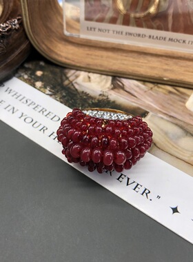 精致设计感手工编织紫红色果冻树