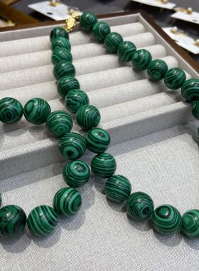 同款14mm孔雀石串珠手链绿色玛瑙