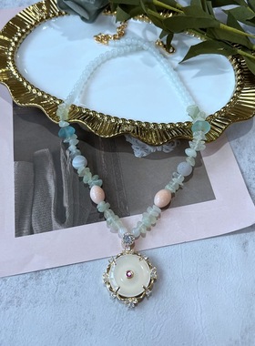 复古夏季海洋风浅绿色玻璃珠玉石