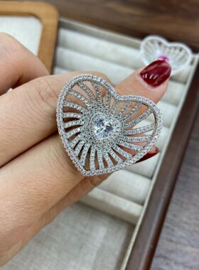 复古重工精致镂空爱心戒指女珠宝