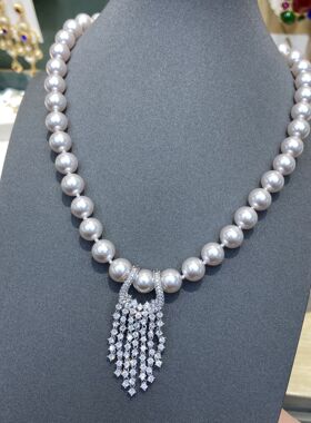 2025新款银灰色施家珍珠锆石流苏