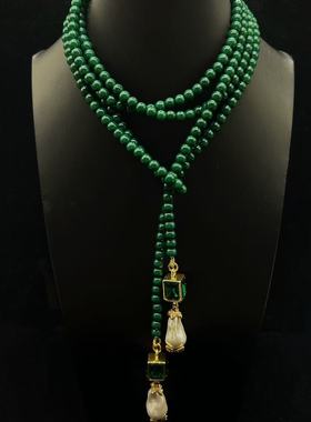 法式复古小众设计异形珍珠绿色水