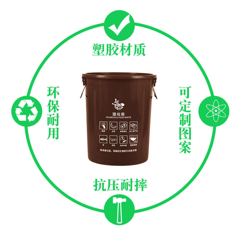 上海垃圾分类垃圾桶大号圆形干湿厨余其他易腐垃圾浙江杭州西安 - 图2
