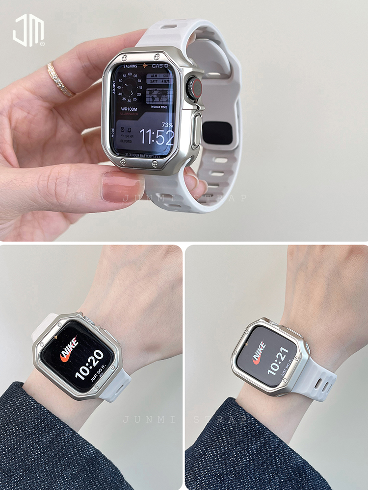 JUNMI适用于苹果手表表带iwatch液态硅胶款表带apple watch987654321se代49ultra男女款通用表带休闲运动透气 - 图2