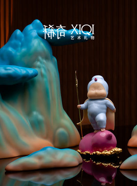 稀奇艺术《福禄·自在》桌面书架玄关摆件雕塑生日礼物乔迁礼品