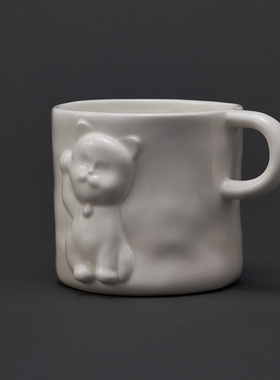 稀奇艺术纯白骨瓷仙猫茶杯