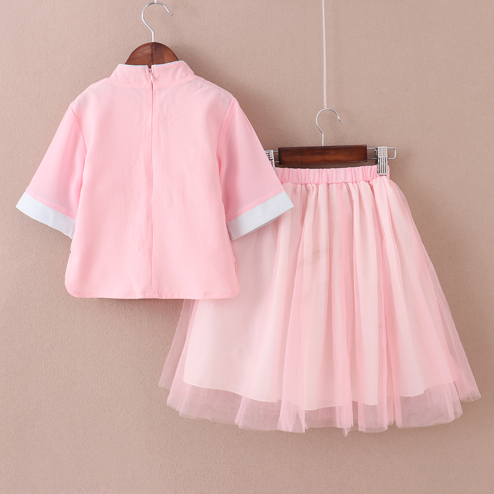 汉服女童夏款儿童唐装旗袍民国风周岁宝宝礼服超仙中国风套装夏季 - 图0